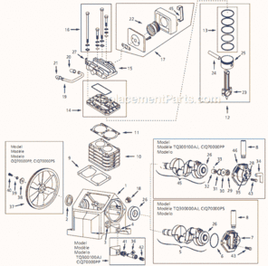 Page A Diagram and Parts List for CIQ70000PP 2003 Campbell Hausfeld Compressor